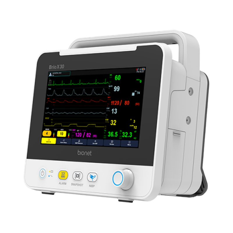 Brio X30 patient monitor standalone unit, right three-quarter view showing display and control panel