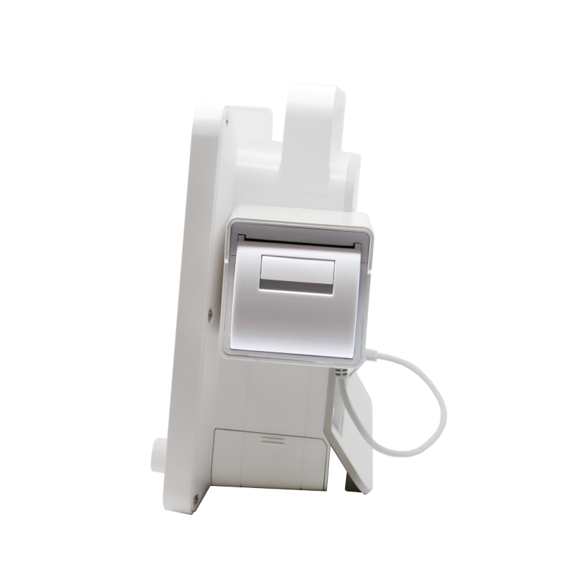 Brio X5VET veterinary patient monitor rear view with integrated thermal printer module for animal vital signs reporting