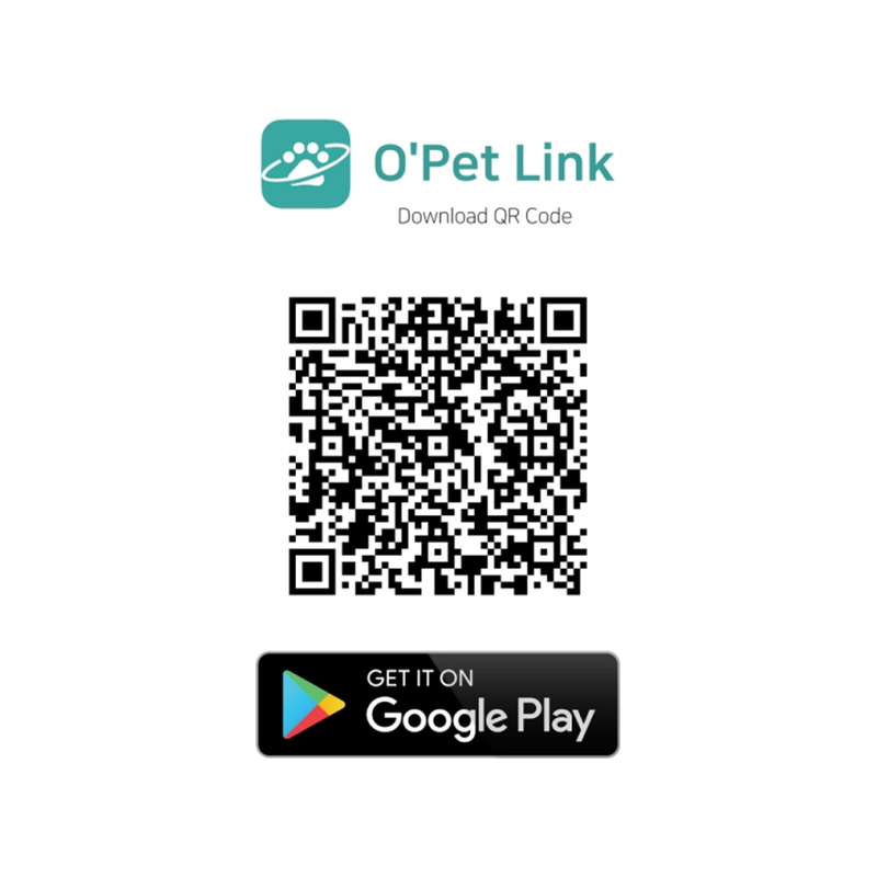 O'Pet Link app Google Play Store download QR code for veterinary wearable sensor monitoring on Android devices
