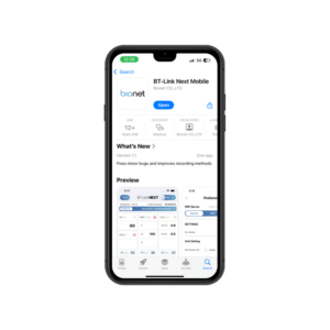 BT-Link Next Mobile veterinary networking app shown in Apple App Store on iPhone, developed by Bionet CO.,LTD with preview screenshots of the dashboard