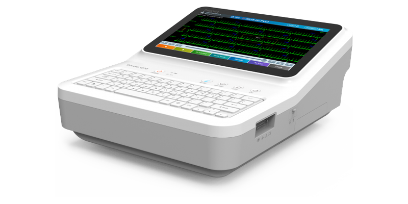 cardio-q70-resting-ecg-right-angle-view Bionet Cardio Q70 — flagship cardiology-grade 12-lead ECG with Patented Bionet ST-MAP and Vector ECG mode