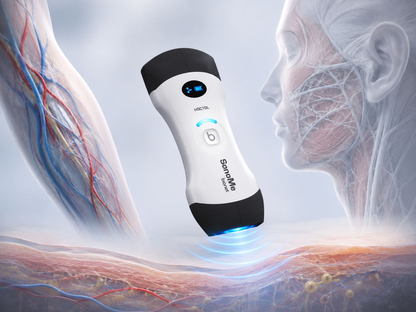 Wireless high-frequency ultrasound probe designed for vascular, nerve, musculoskeletal, and superficial tissue imaging applications