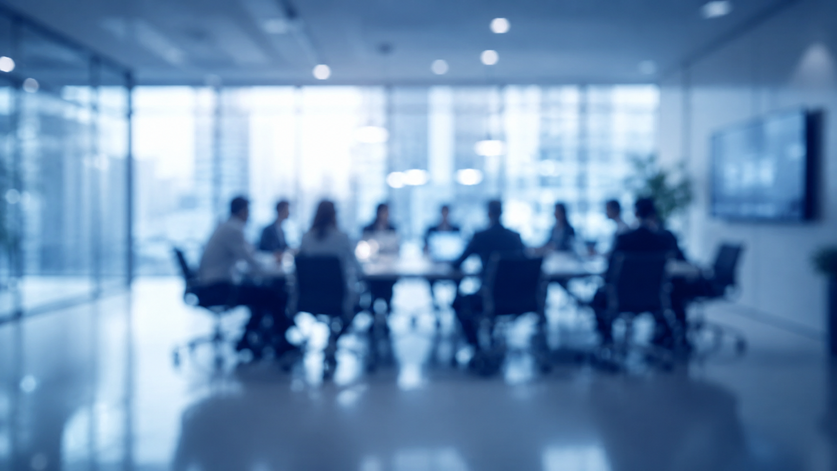 Transparent Governance — Corporate Boardroom Meeting Silhouettes of corporate executives in a sunlit modern boardroom, representing transparent and ethical governance