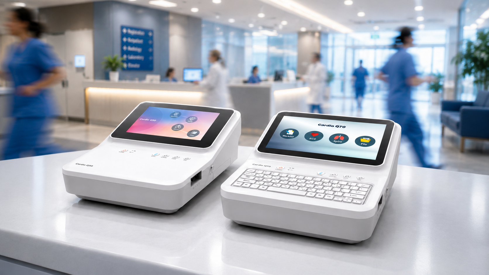 Cardio Q50 & Cardio Q70 Resting ECG Systems for Fast and Accurate Cardiac Diagnostics Bionet Cardio Q50 and Cardio Q70 resting ECG systems providing fast, accurate 12-lead electrocardiogram testing in a modern hospital environment