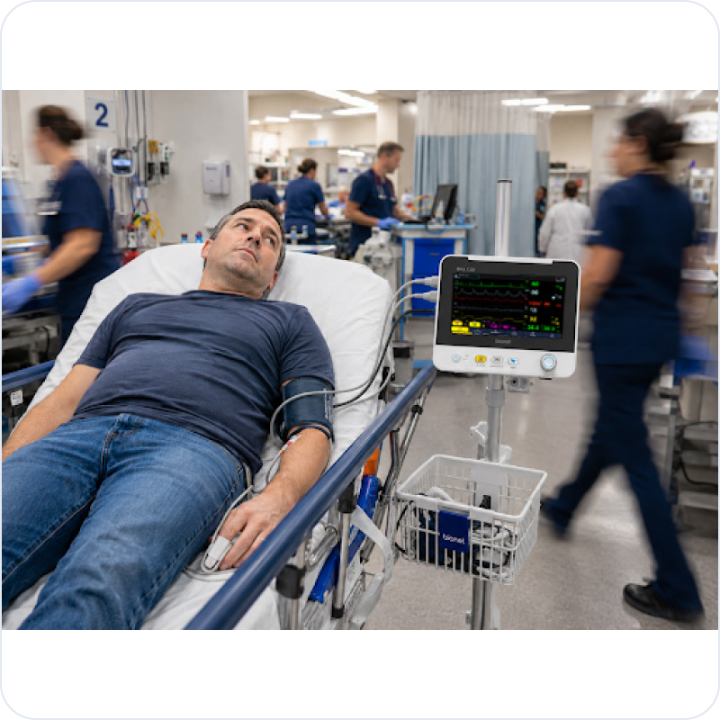 Bionet Brio X30 patient monitor — compact but fully loaded for EMS and recovery (design sample)