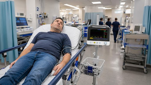 BIONET Patient Monitor for Emergency Room Vital Signs Monitoring BIONET patient monitor used for continuous vital signs monitoring of a patient in an emergency room.